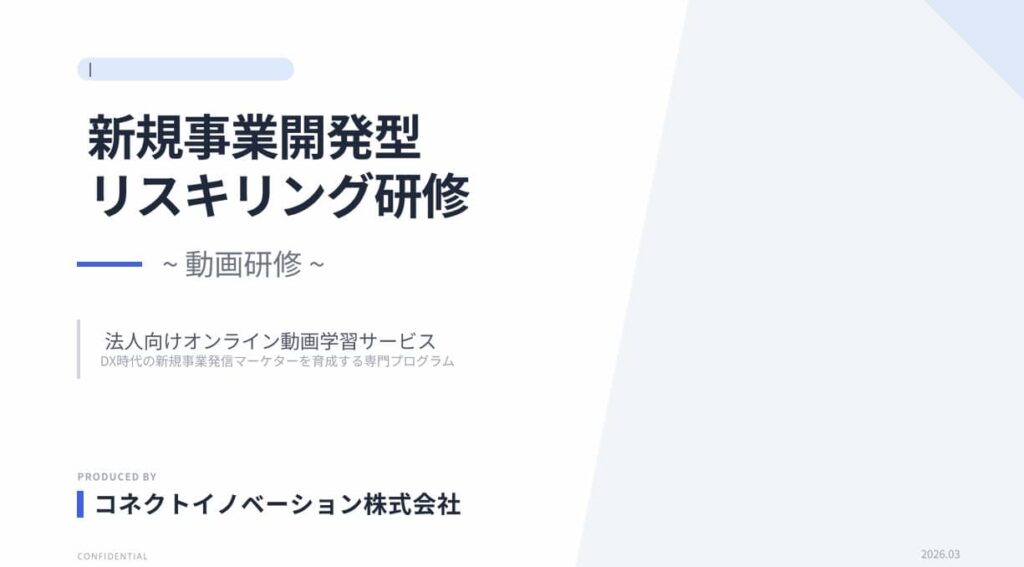 新規事業開発型リスキリング研修（動画研修）の資料表紙
